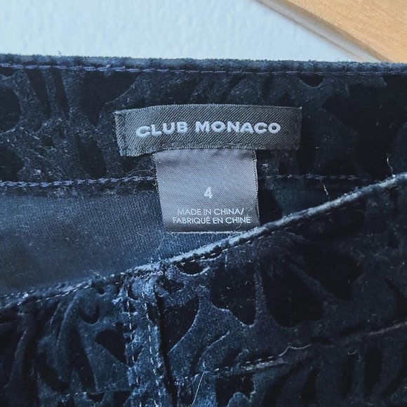 Club Monaco, Size 4, Black Velvet Floral Print Pants - Picture 3 of 4